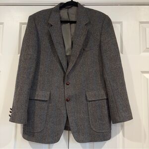 VTG Garfinckel’s Wool Blazer Sport Jacket Herringbone Gray Men Size 41 Old Money